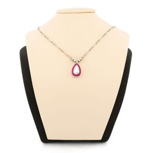 Diamond ruby platinum pear-shape pendant 8543-1915