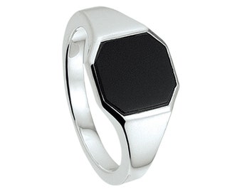 Onyx silver signet ring 15987-2381