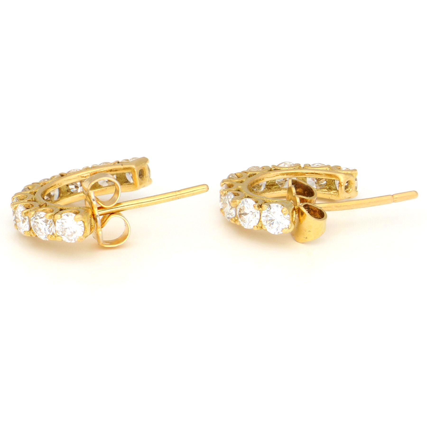 Diamond 18k Creole Earrings 16593-8896 - Etsy