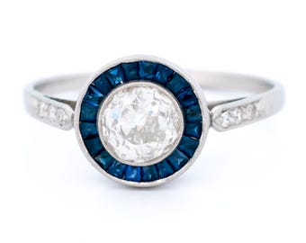 Diamant-Saphir Platin Halo-Ring 6961-4858