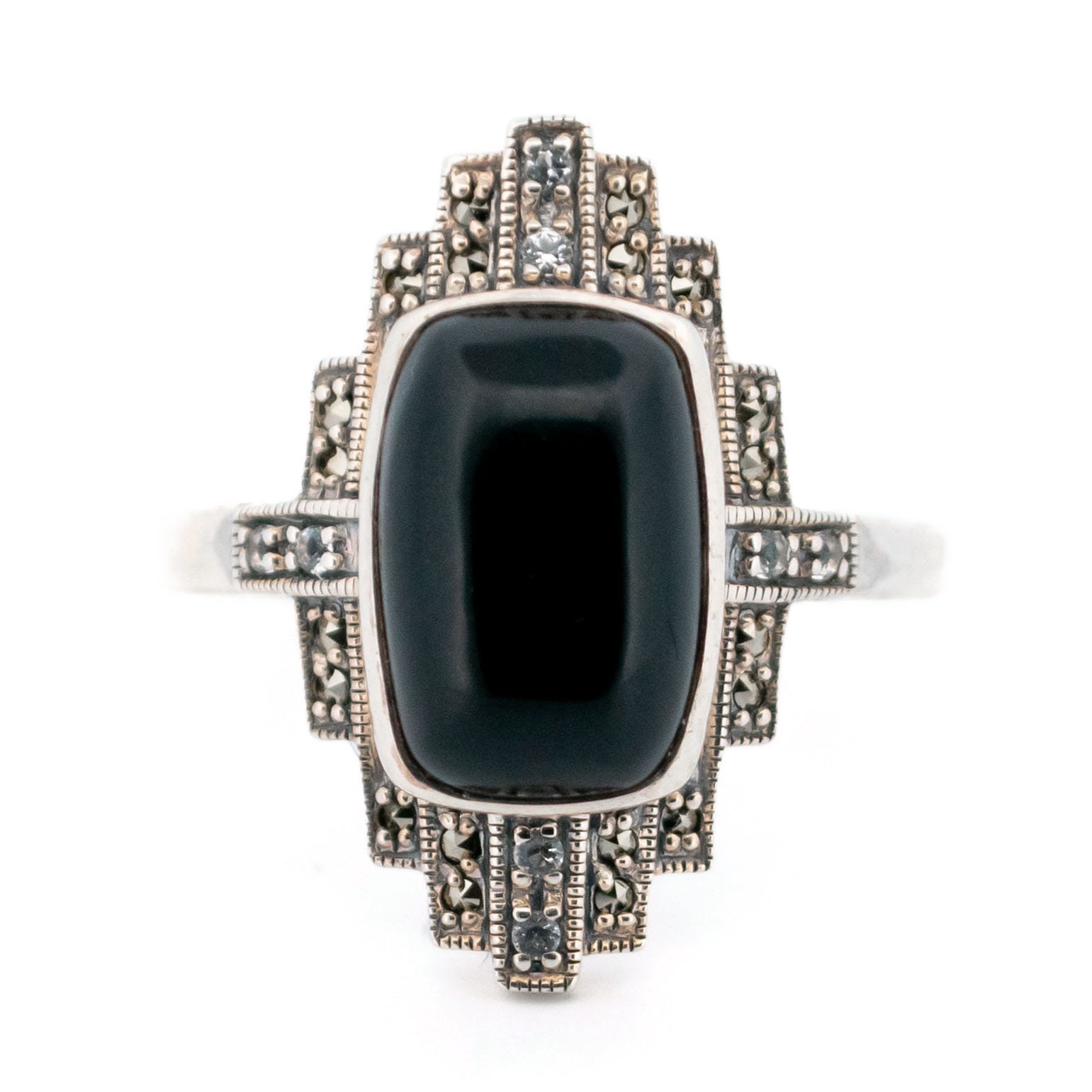 Marcasite pyrite Onyx Topaz Silver Ring 13459-1258 - Etsy Marcasite pyrite Onyx Topaz Silver Ring 13459-1258 - Etsy