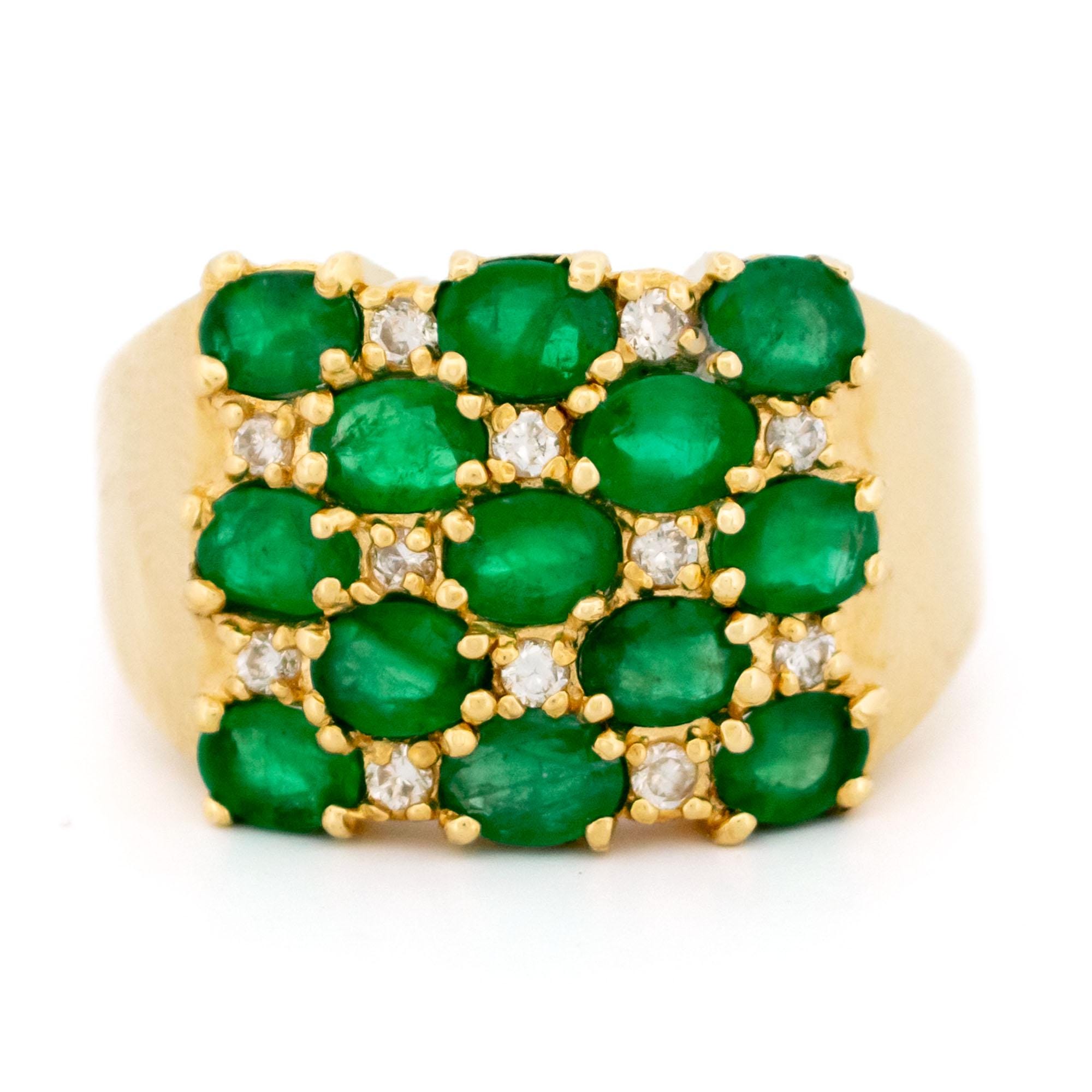 Diamond Emerald 18k Harem Ring 17070-9106 - Etsy