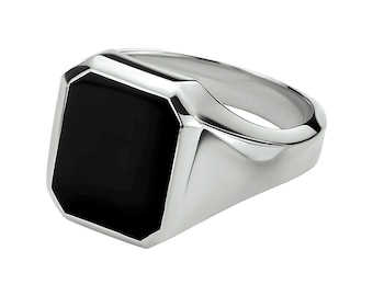 Onyx silver signet ring 15986-2380