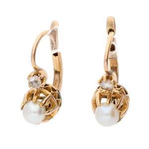 Brincos de pérolas e diamantes 18k dormeuse 16930-9026