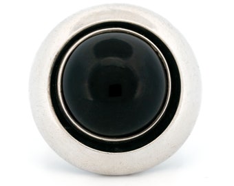 Onyx silver silver round-shape ring 15890-2349