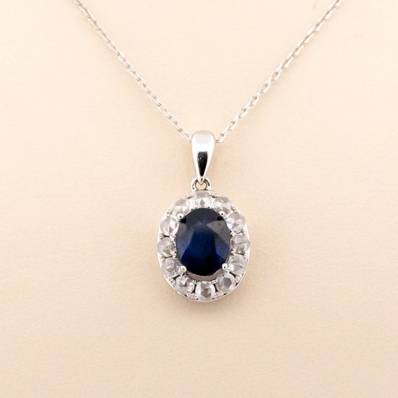 Diamond Sapphire 18k Cluster Pendant 14315-8301 - image 2