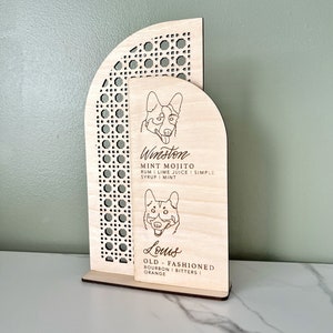 Signature Drink Sign, Boho Cocktails Sign, Pet or Dog Bar Sign, Custom Pet Wedding Sign, Rattan Wedding Sign