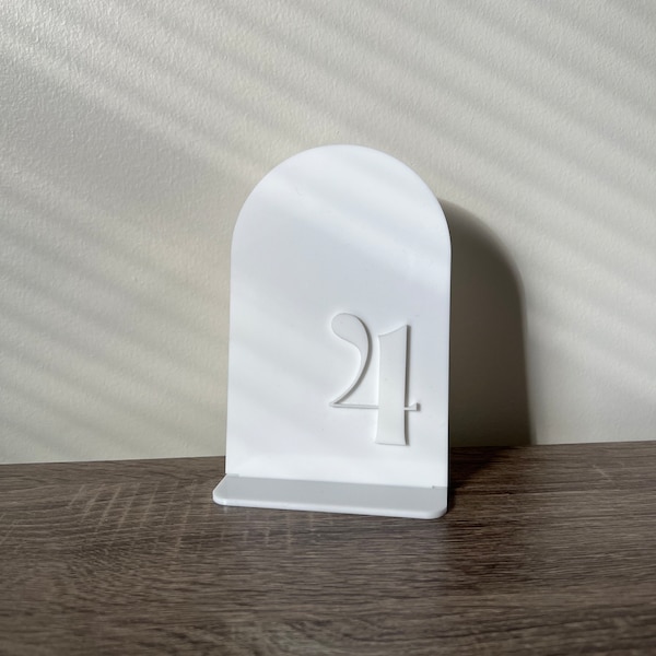 Minimalist Monochromatic Wedding Table Numbers,  Arch Acrylic Table Numbers, Table Numbers