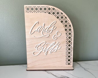 Boho Wedding Cards and Gifts Sign, Wood Cards and Gifts Sign, Cards Sign, Drinks Menu, Rattan Wedding Sign, Rattan Cards and Gifts