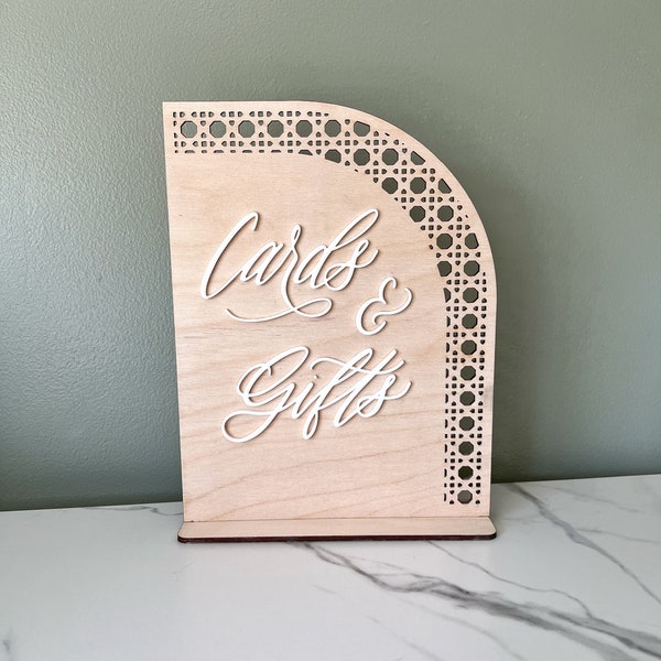 Boho Wedding Cards and Gifts Sign, Wood Cards and Gifts Sign, Cards Sign, Drinks Menu, Rattan Wedding Sign, Rattan Cards and Gifts