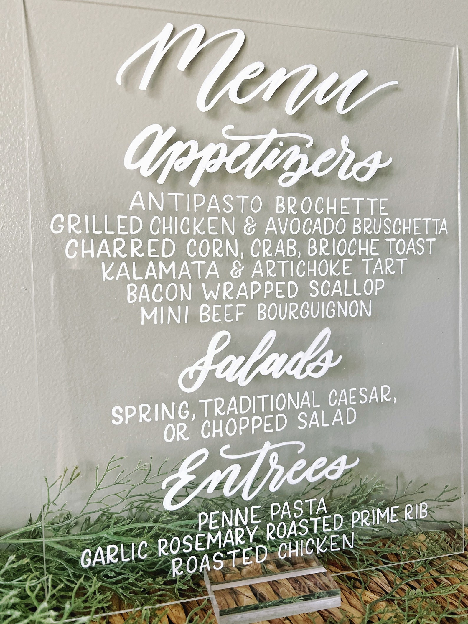 Wedding Buffet Menu Sign Acrylic Wedding Menu Sign Etsy