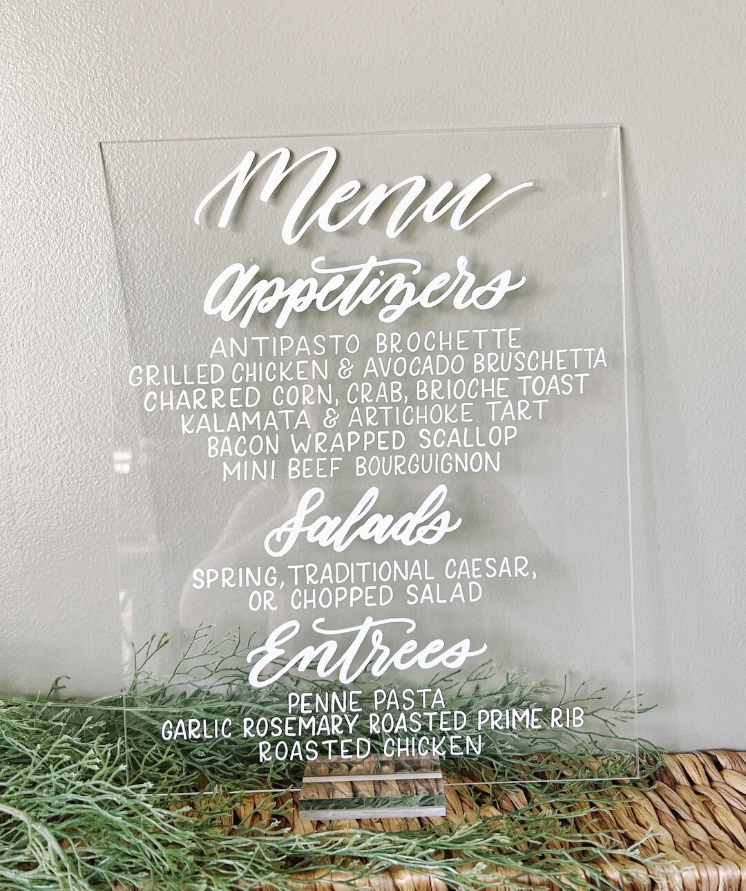 Wedding Buffet Menu Sign Acrylic Wedding Menu Sign Etsy