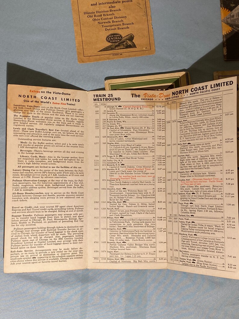 Lot of 5 Vintage Train Schedules Original Railroad Etsy