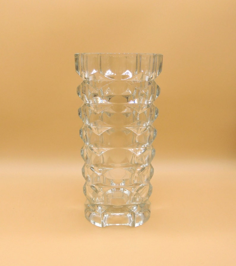 Vintage Textured Clear Glass Vase Made in France 10 Etsy