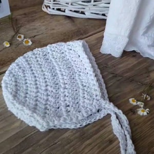 White Cotton Bonnet: preemie, newborn, baby, toddler, child.