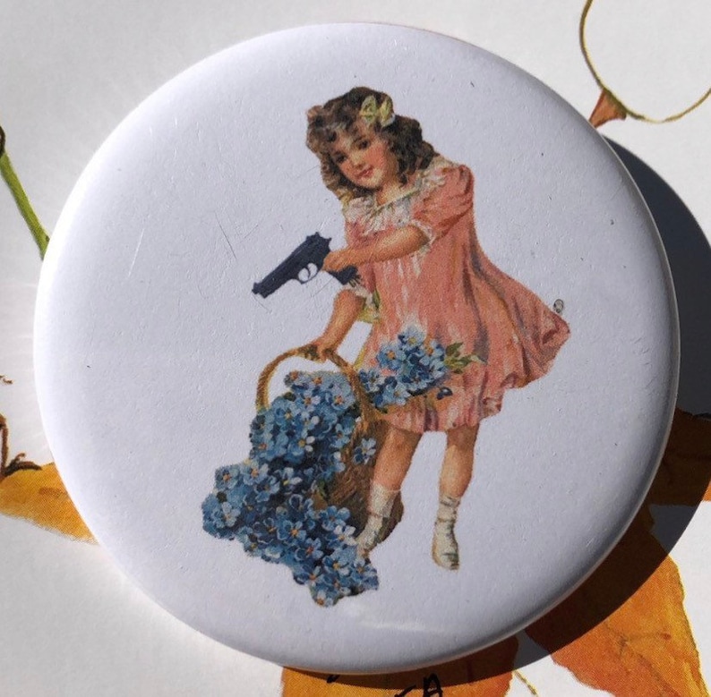 Girl with Gun 1.25\u201d Pinback Button