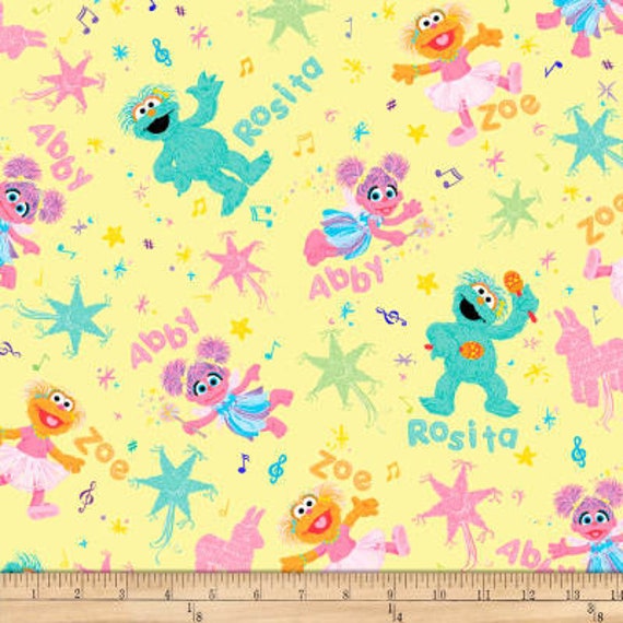 Sesame Street Digital Abby Rosita Zoe Yellow Fabric Etsy