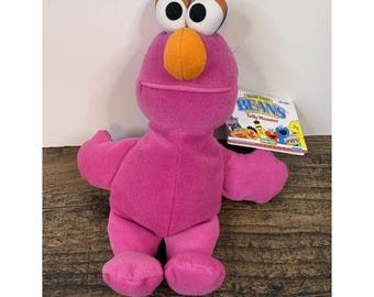 Vintage Telly Monster 8" Beanbag Plush Doll Sesame Street Tyco Tags