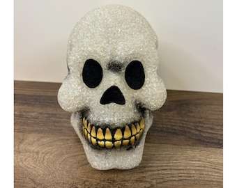 Vintage Halloween Skull Melted Plastic Popcorn Mold Skeleton Prop NO LIGHT