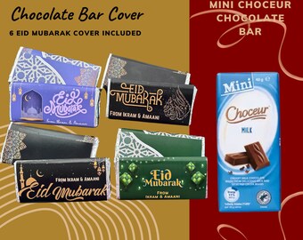 Funda personalizada para barra de chocolate – Recuerdos de Eid Mubarak (Descarga digital)