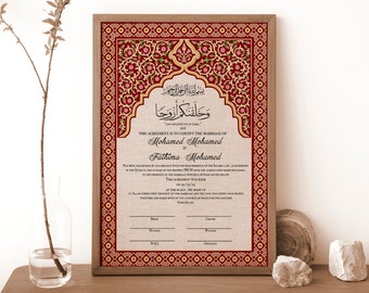Certificado de matrimonio islámico Nikkah IMPRIMIBLE