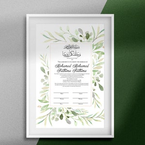 Certificado de matrimonio islámico Nikkah