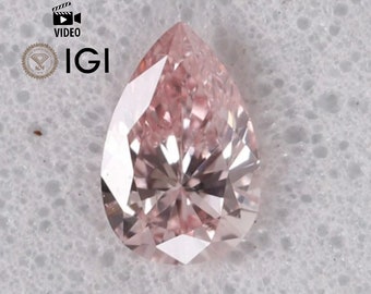 0.08 Karat, natürliche Fancy Light Pink ARGYLE, 3.69 X 2.40 mm Si1 Klarheit 100% echt, natürliche Fancy Light Pink Farbe Birnenform Diamant, IGI