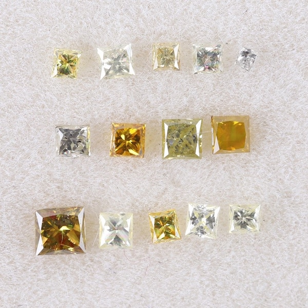 0,48 quilates, 14 piezas Lote de diamantes sueltos naturales 0,82X2,21 mm VS1 a i2 Claridad 100% Mezcla amarilla natural genuina Color elegante Forma de princesa