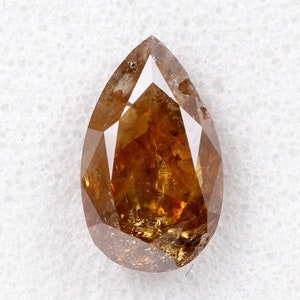 Diamante naturale sciolto da 0,54 carati, 6,40 x 3,87 mm, purezza i3, 100% autentico, colore marrone caffè intenso, forma a pera, diamante naturale fancy RD154