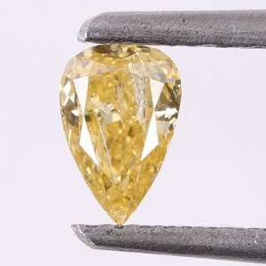 0.30 Carat, Natural Loose Diamond 5.33X3.48 mm i2 Clarity 100% Genuine Natural Yellow Fancy Color Pear Shape Diamond