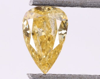 0.30 Carat, Natural Loose Diamond 5.33X3.48 mm i2 Clarity 100% Genuine Natural Yellow Fancy Color Pear Shape Diamond