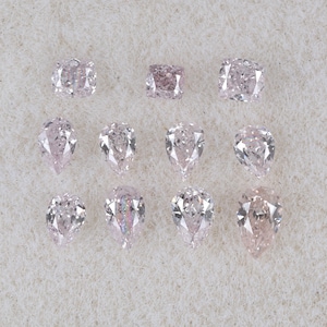 0.35 Carat 11 PCS Lot Natural Loose Diamond 1.58X3.00 mm i1 To Si1 Clarity 100% Real Natural Argyle Faint Pink Color Pear And Cushion Shape