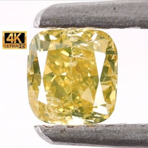 0.28 Carat, Natural Loose Diamond 3.49X3.31 mm i2 Clarity 100% Genuine Natural Yellow Fancy Color Cushion Shape Diamond