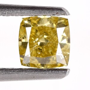 0.53 Carat, Natural Loose Diamond 4.41X4.34 mm i1 Clarity 100% Genuine Natural Greenish Yellow Fancy Color Cushion Shape Diamond