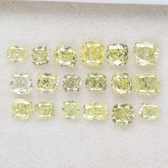 3.33 Carat 18 PCS Lot  Natural Loose Diamond 2.77X3.95 mm Si2 To i2 Clarity 100% Real Natural Yellow Color Cushion Shape Diamond