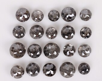 1.00 Karat Natürlicher lockerer Salz- und Pfefferdiamant 1,45 BIS 3,90 MM i3 Klarheit 100% Echte Natur Schwarz Grau Farbe Rund Rosenschliff Diamant