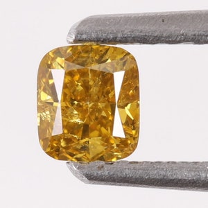 0.25 Carat, Natural Loose Diamond 3.64X3.16 mm i1 Clarity 100% Genuine Natural Yellow Fancy Color Cushion Shape Diamond