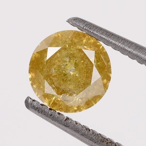 0.65 Carat Natural Loose Diamond 5.27 X 3.36 mm i3 Clarity 100% Genuine Natural Yellow Fancy Colour Round Cut Diamond RD84