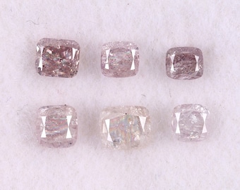 0,93 karaat, 6 stuks natuurlijke losse diamanten 2,46 x 3,42 mm, helderheid i2, 100% echte natuurlijke roze fancy kleur kussenvormige diamant