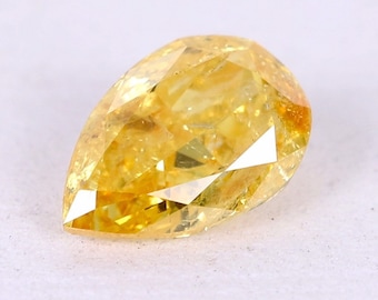 0.29 Carat, Natural Loose Diamond 4.99X3.30 mm Clarity i2 100% Genuine Natural Yellow Fancy Color Pear Shape Diamond