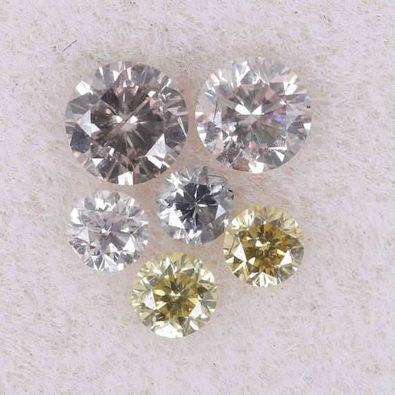0.25 Carat, 6 PCS Lot Natural Loose Diamond 1.58X2.57 mm i1 To i2 Clarity 100% REAL Natural Pink Grey Yellow mix Color Round Cut Diamond