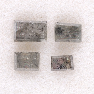 Diamante naturale sciolto sale e pepe da 0,88 CT, 4 pezzi, 3,00 x 4,47 mm, purezza i3, 100% naturale, colore nero grigio, forma baugette, RD348