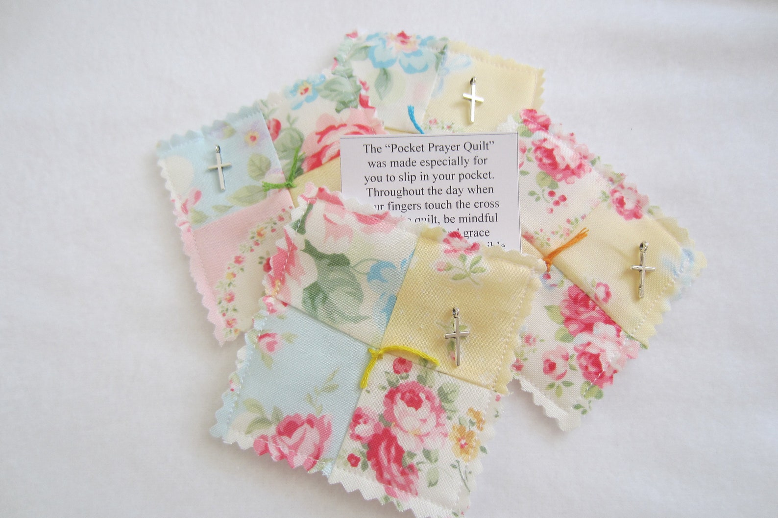 Pocket Prayer Quilt w/ Message and Cross Inside SET of TWO Etsy