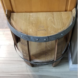 Wine Barrel Half End Table, side table,