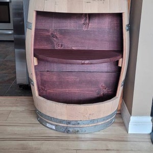 Half Wine Barrel Liquor Cabinet