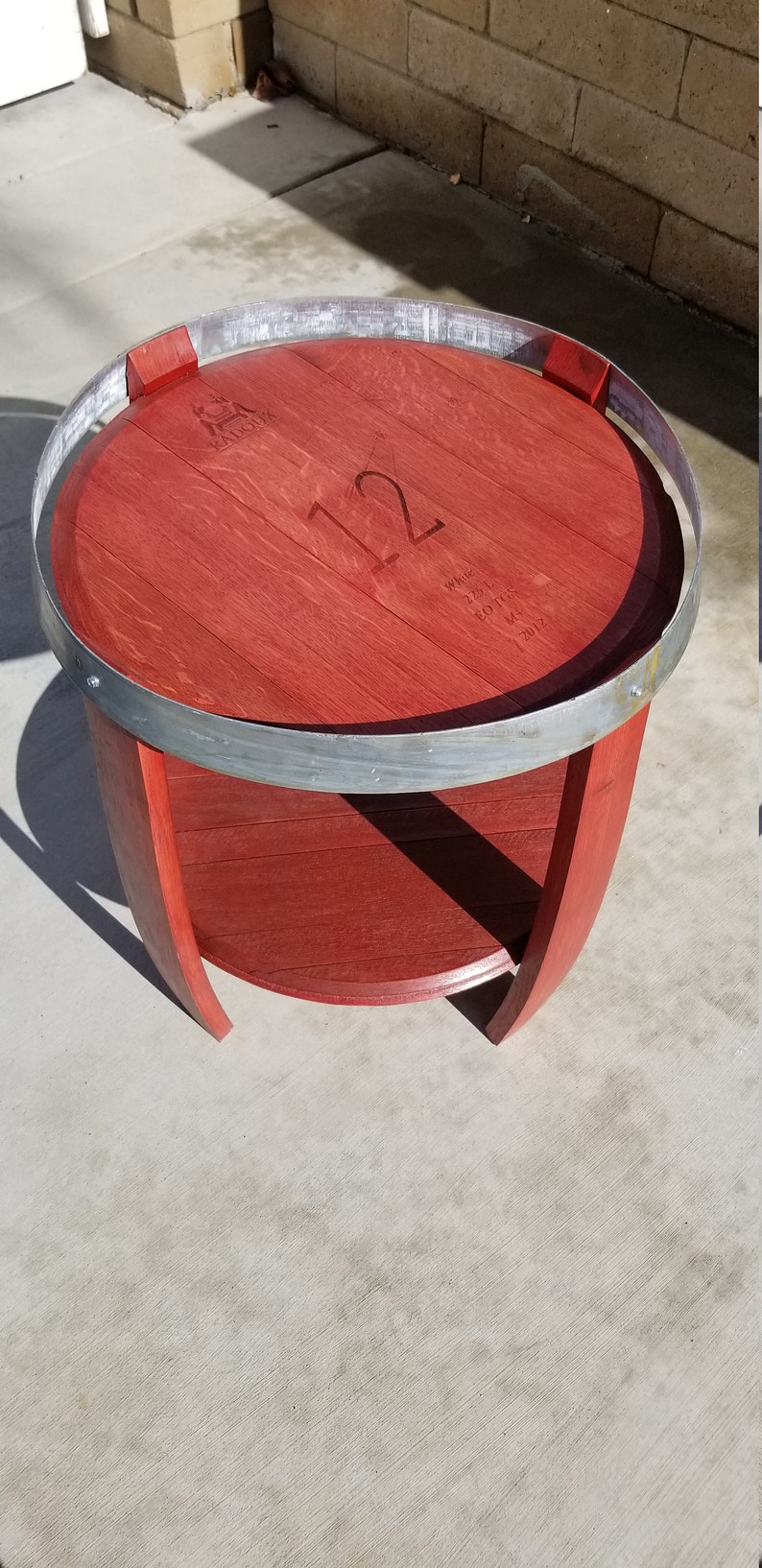 Wine barrel end table Etsy