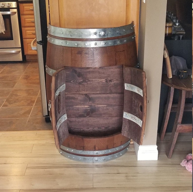 Half Wine Barrel 2 Door Cabinet W/ Shelf | Etsy