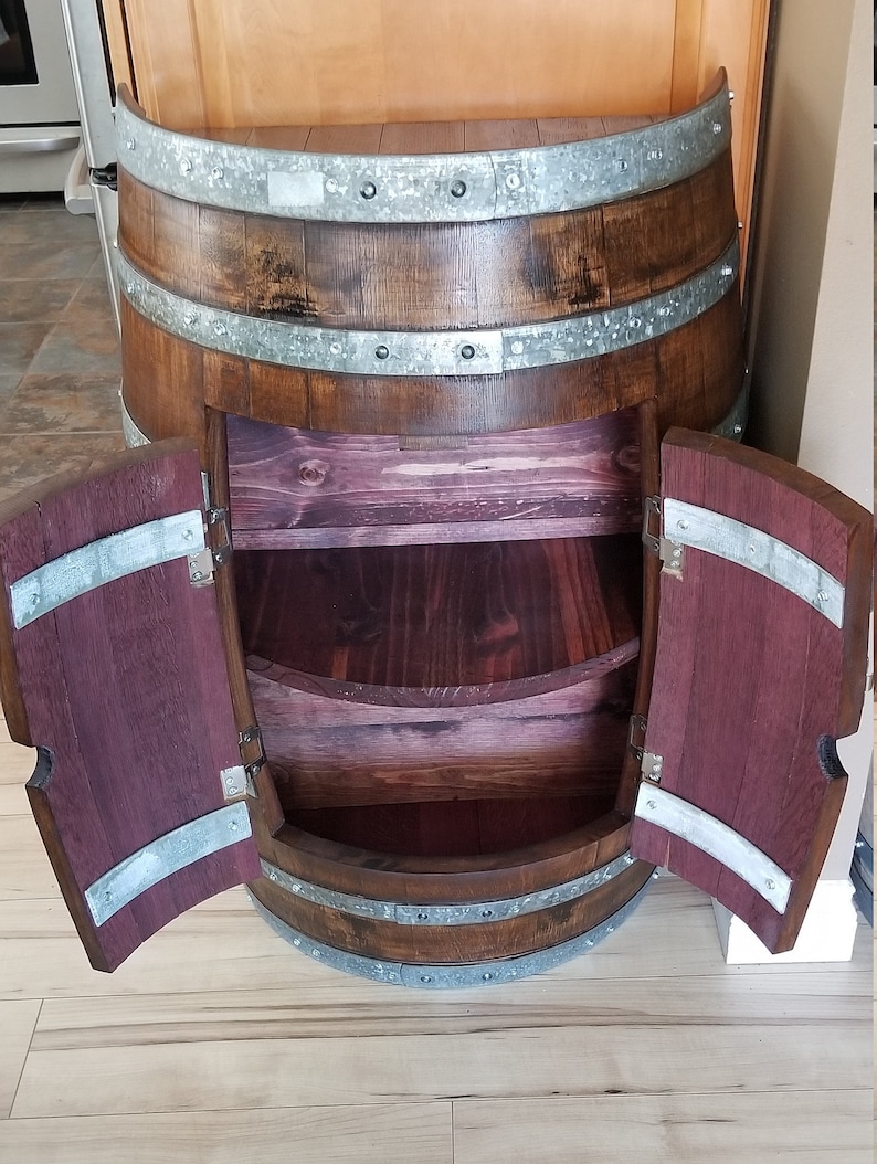 Half Wine Barrel 2 Door W/ Shelf Etsy