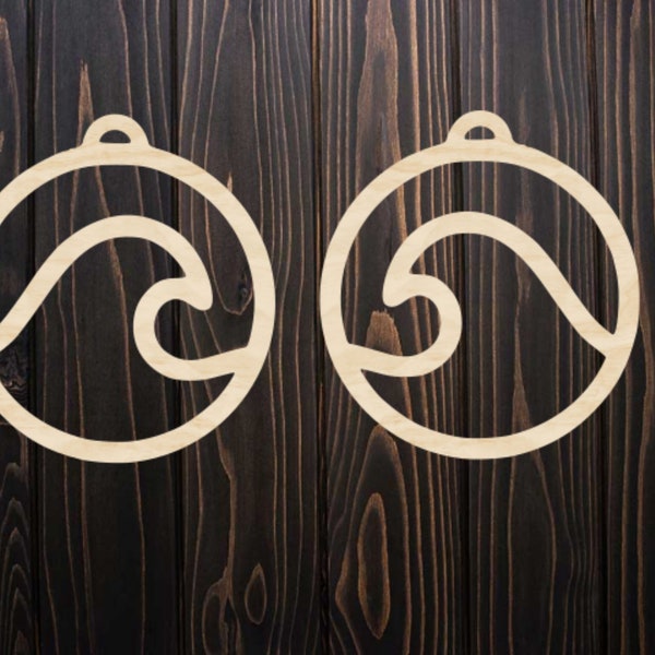 Open wave wood earrings, bulk unfinished laser cut natural wood cutouts, wood jewelry accessories, minimalist earrings, various sizes