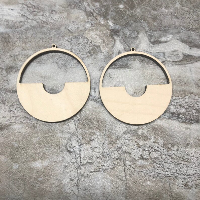 Half Cut Circle Earring Unfinished Wood Earring Blanks Etsy